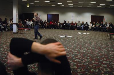 The Oregonian newspaper caught me opening the space at Recent Changes Camp